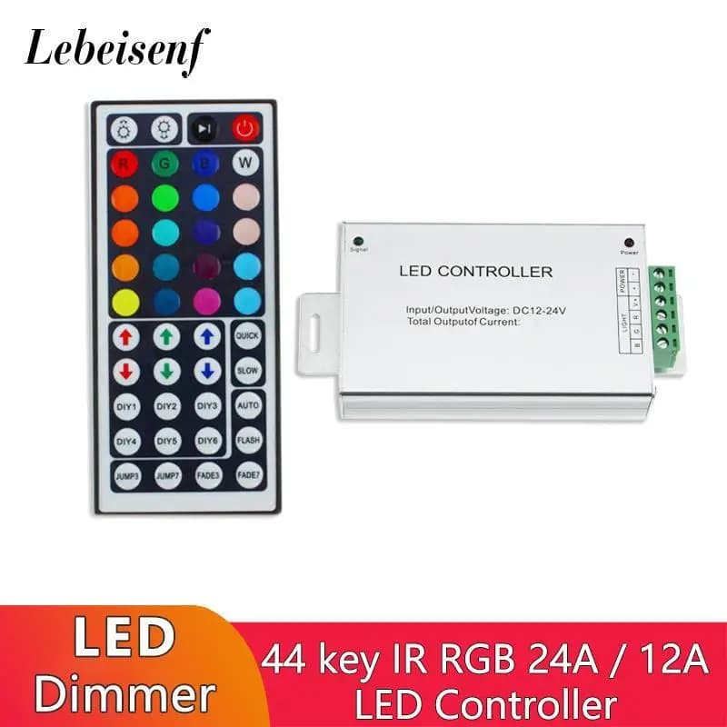 Controller RGB 44 tasti telecomando IR 12A alloggiamento in alluminio Dimmer DC 12V 24V 3 canali per striscia luminosa a colori 5050 2835 LED