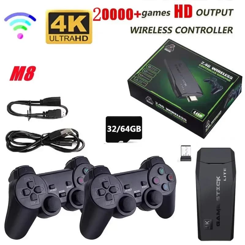 Aggiorna la console per videogiochi M8 o solo controller wireless 2x2.4G Lite 4K TV Game Stick Lettore di giochi portatile retrò per PS1