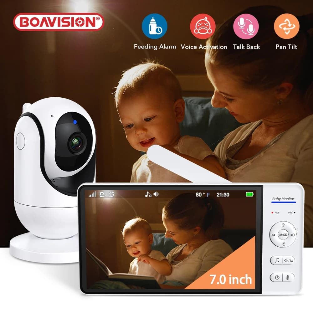 Baby monitor video wireless da 7 pollici 1080P HD Ampio display Zoom 4X Slot per scheda TF Timer di alimentazione Audio bidirezionale Telecamera di sicurezza Babysitter