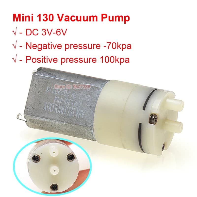 Mini 130 Air Vacuum Pump DC 3V 3.7V 5V 6V Negative Pressure Air Breast Pump Large Flow Aeration Oxygen Pump Outdoor Fishing