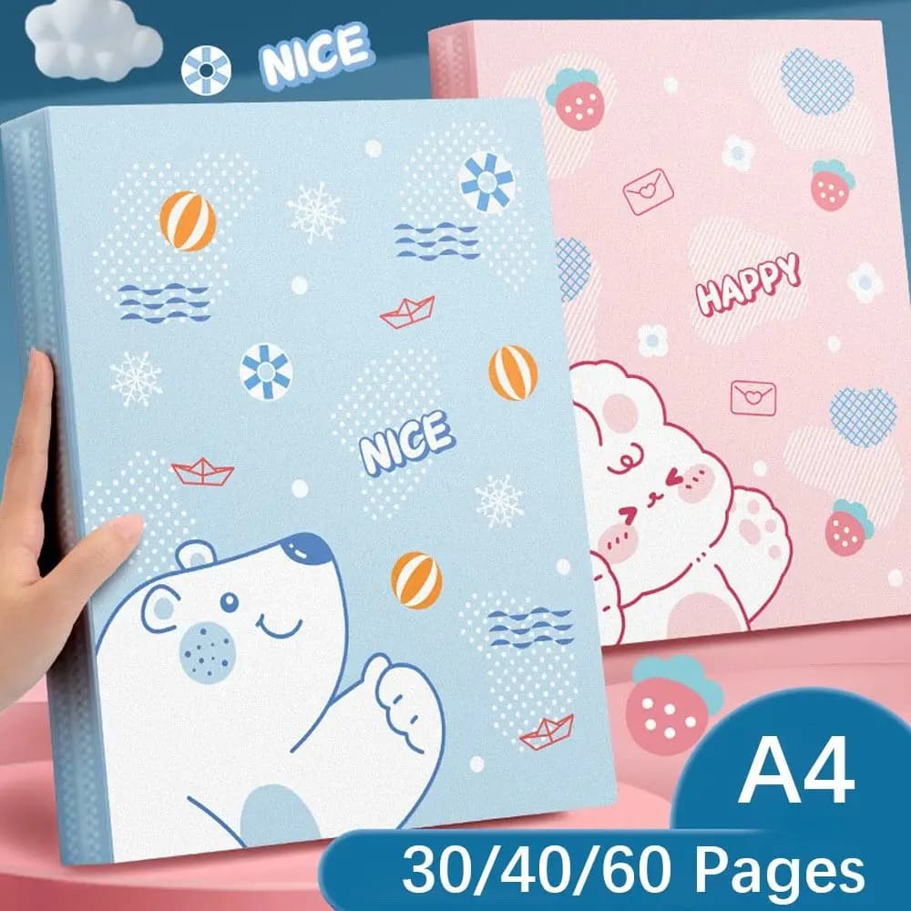 30/40/60 pagine A4 Cartoon archivi di grande capacità cartella di File borsa studente prova carta di stoccaggio cancelleria per ufficio scuola