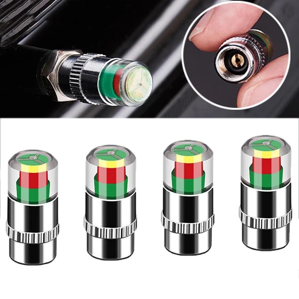 Avviso monitor della pressione dell'aria dei pneumatici per auto 4 pezzi / set Indicatore del cappuccio della valvola della gomma Accessori per auto Tappi del manometro dei pneumatici per auto Utili