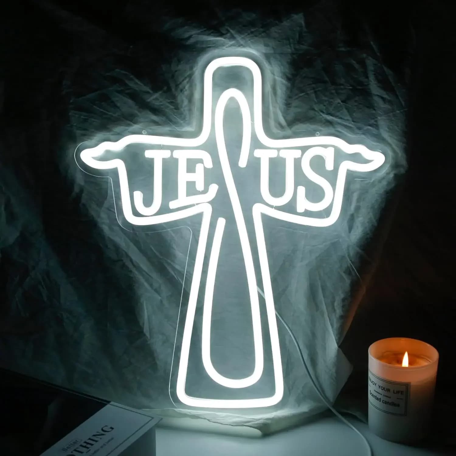 Insegna al neon a LED Croce Insegna al neon Decorazione da parete per la casa Festa di nozze Meditazione Evento religioso Natale Regalo di Pasqua per un amico