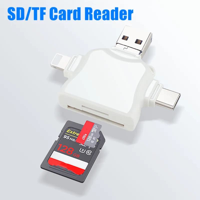 Lettore di schede da Lightning a SD per iPhone Lettore SD per fotocamera USB Adattatore TF OTG tipo C 4 in 1 Adattatore USB 3.0 per scheda SD/TF compatibile