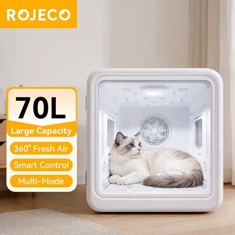 ROJECO Automatic Drying Box for Domestic Animals 70L Intelligent Temperature Control Home Animal Peel Drying For Dog Dryer 4 Speed Ultra Silent