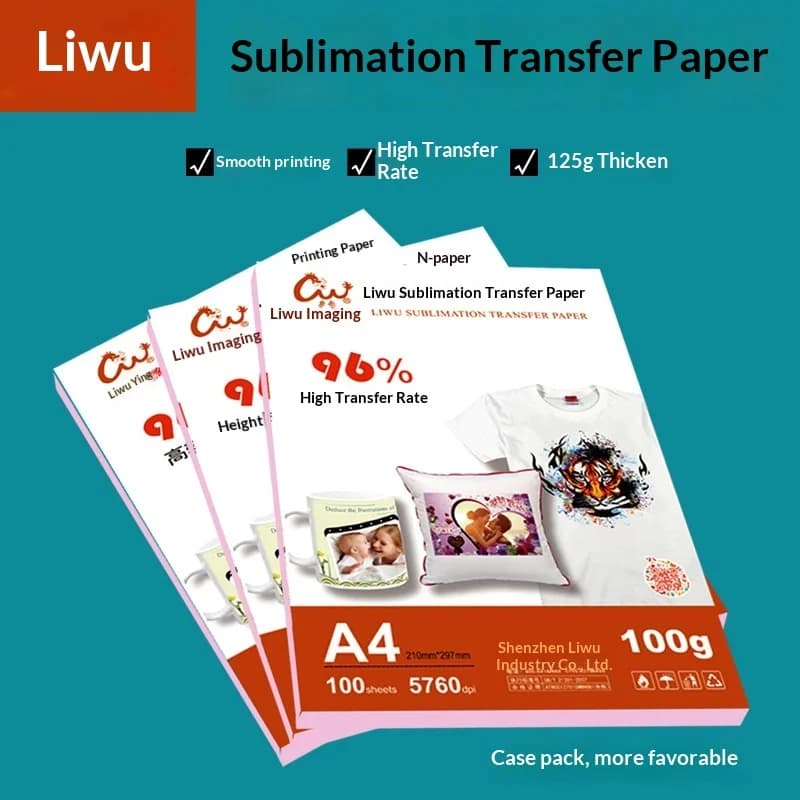 Carta per sublimazione a trasferimento termico 100g A4 100 fogli 96% alta velocità di trasferimento colori vivaci per magliette, tazze, cuscini, piatti in ceramica