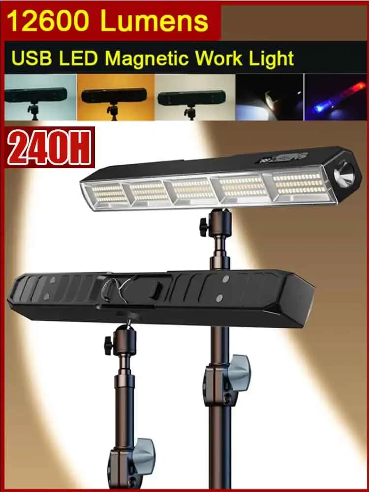 daHigh Power Magnetic LED Light Bar da2026 New Portable USB Rechargeable Work Lamp 3 Mode IP66 Power Bank Emergency Waterproof