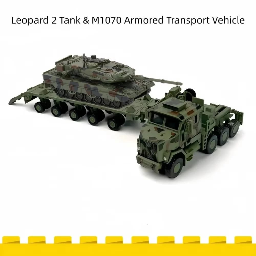 Blocchi da Costruzione Serie Militare Classica: Carro Armato Leopard II e Veicolo di Trasporto Corazzato M1070, Modellini Giocattolo per Ragazzi