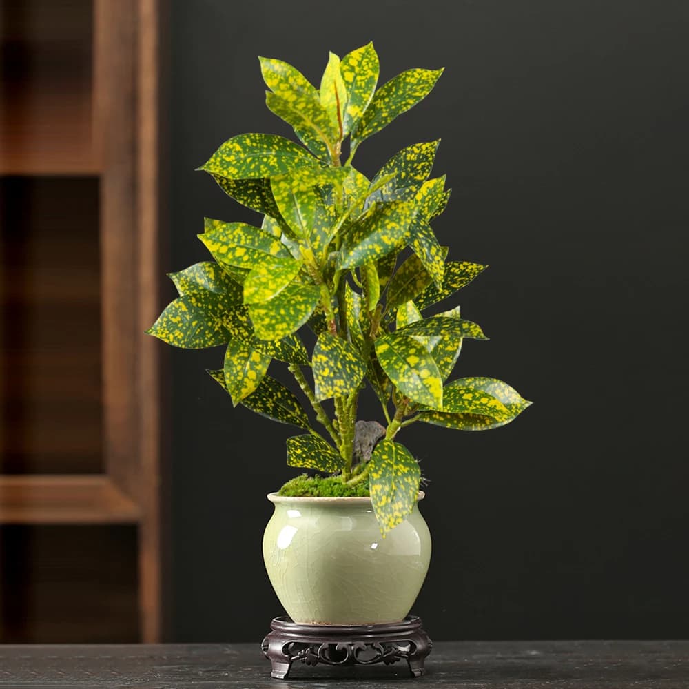 24-41 cm Ficus Artificiale Albero Falso Ramo di Gomma di Plastica Real Touch Cospargere Foglie di Magnolia Dorate Per La Casa Ufficio Decorazione del Giardino