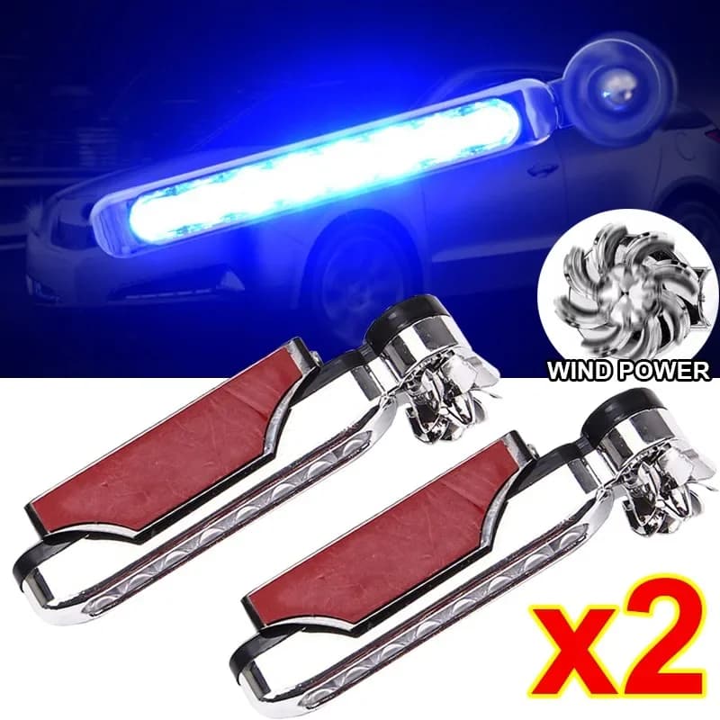 1-2 pezzi luci diurne per auto a LED alimentate al vento luci di marcia ausiliarie creative lampada ventola di rotazione fari diurni per automobili