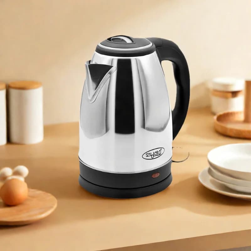 220 V Korean certified stainless steel electric kettle, silver black base, separation, rust resistant, durable for home