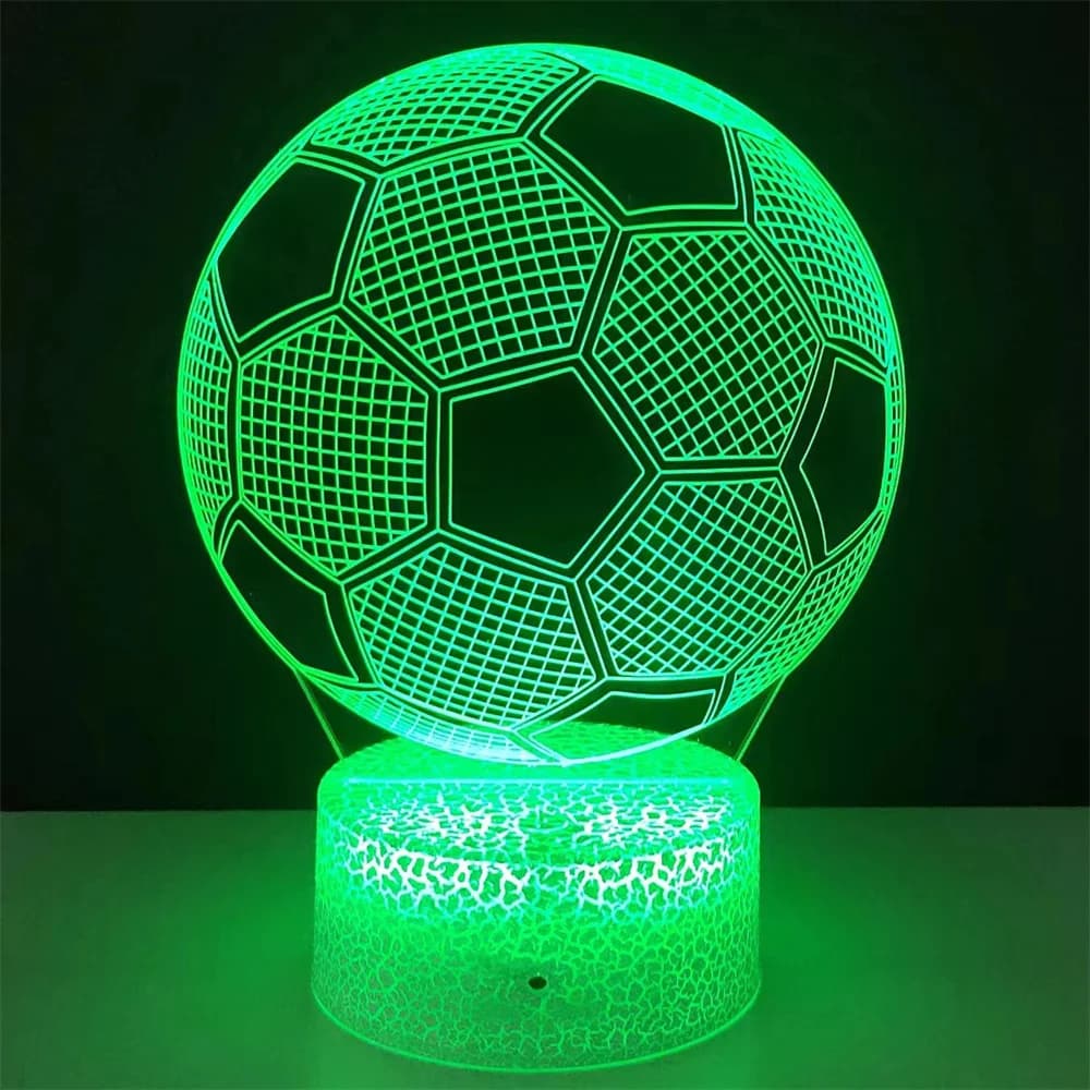 Luce notturna per bambini con illusione 3D, palla da calcio, sensore tattile, luce notturna remota per la decorazione della camera da letto dei bambini, lampada da tavolo da calcio