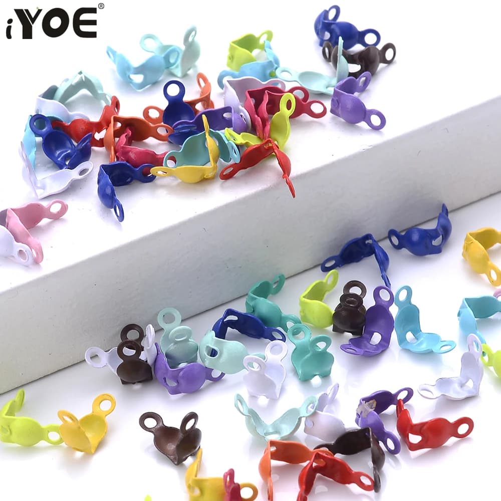 100 pz/lotto 4x8mm Mix Crimp End Catenacci Multicolor Sfera Catena End Connettore Per Creazione di Gioielli Accessori Fai Da Te Collana braccialetto