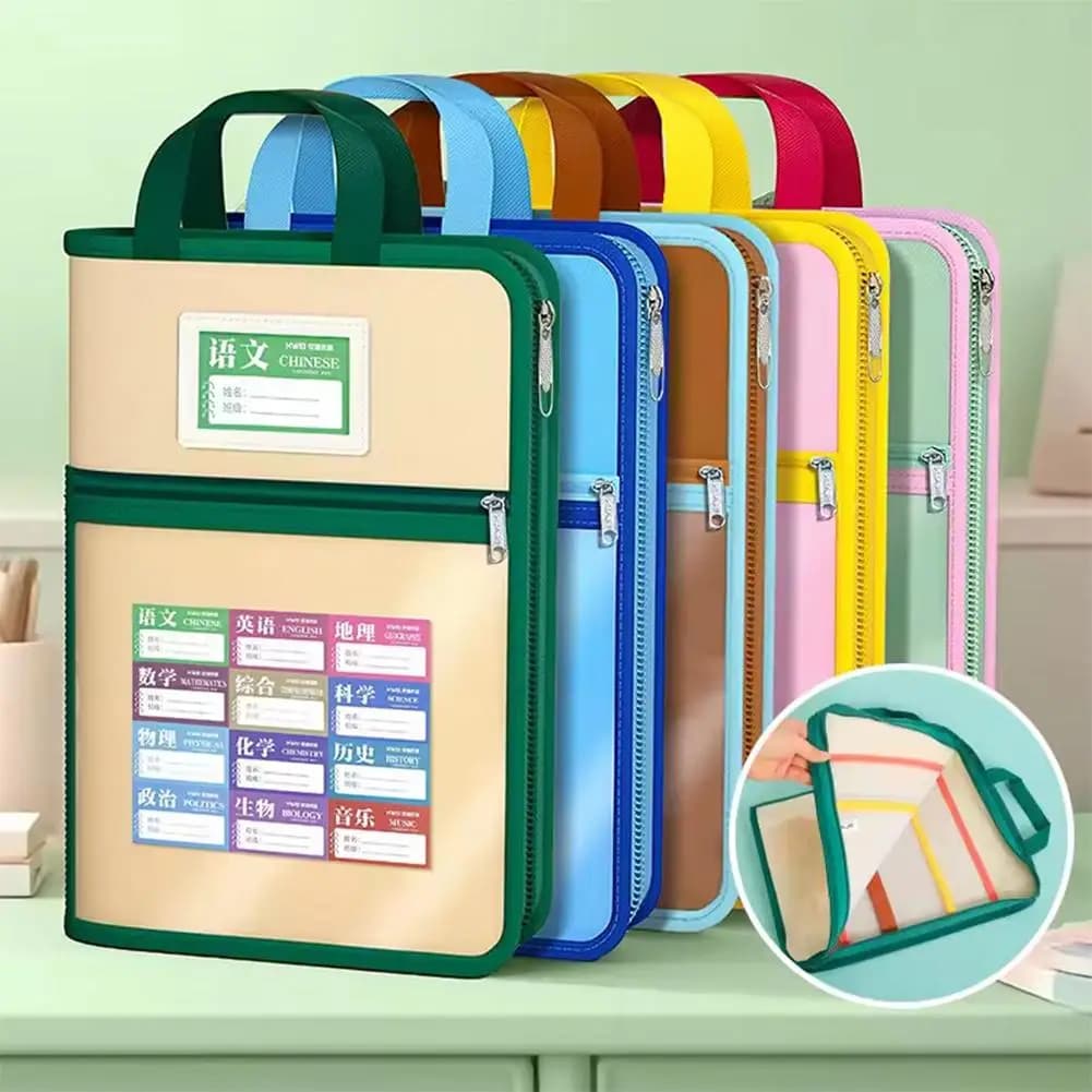 Borsa portaoggetti per cancelleria formato A4, borsa con cerniera in rete a quattro strati, borsa per ufficio di grande capacità, articoli per la scuola, articoli per cancelleria, Q7j7