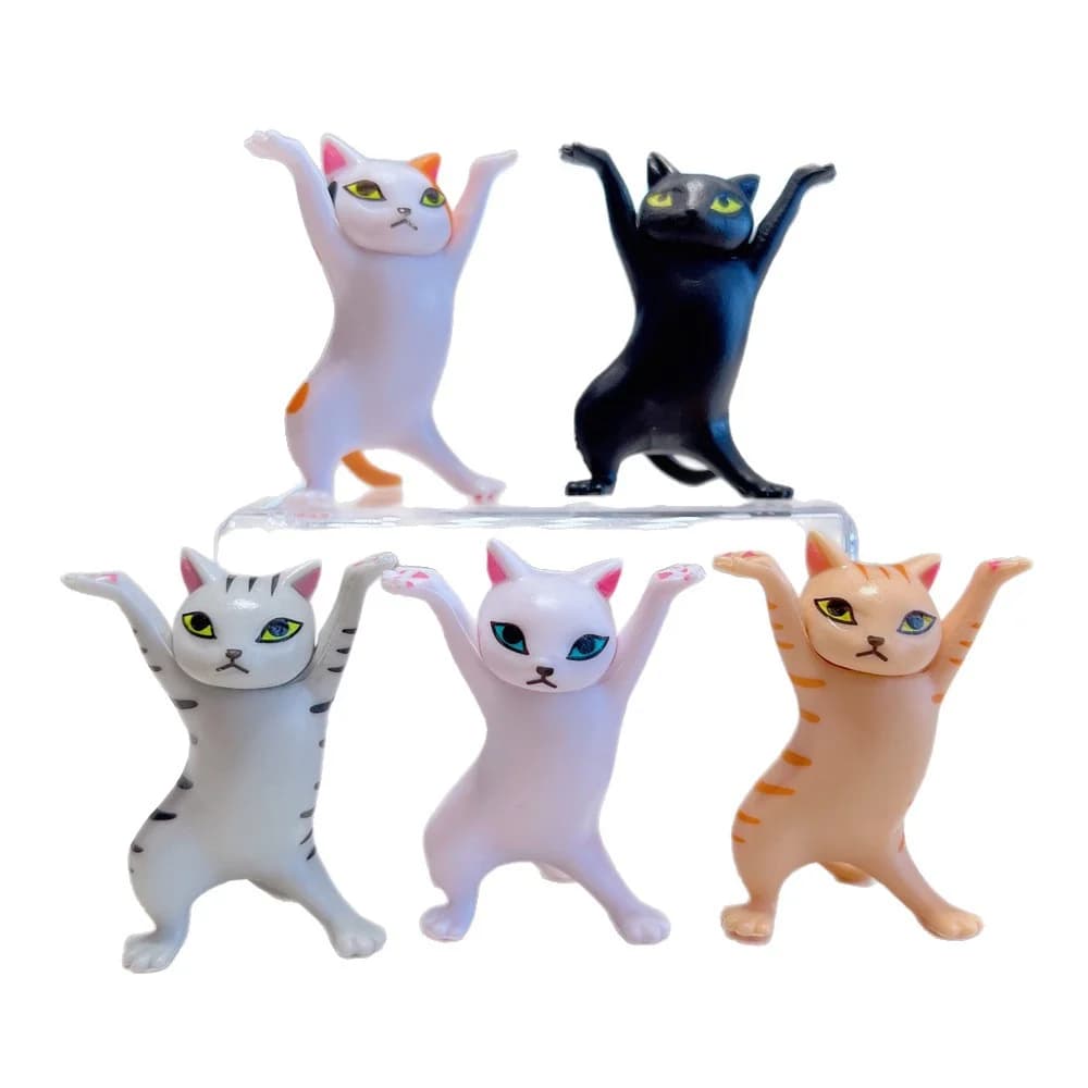 5 Pezzi Gatto Danzante Animato, Figurina Giocattolo Incantata in Capsula, Bambola per Decorazione Torte alla Moda, Modello Gatto Incantato
