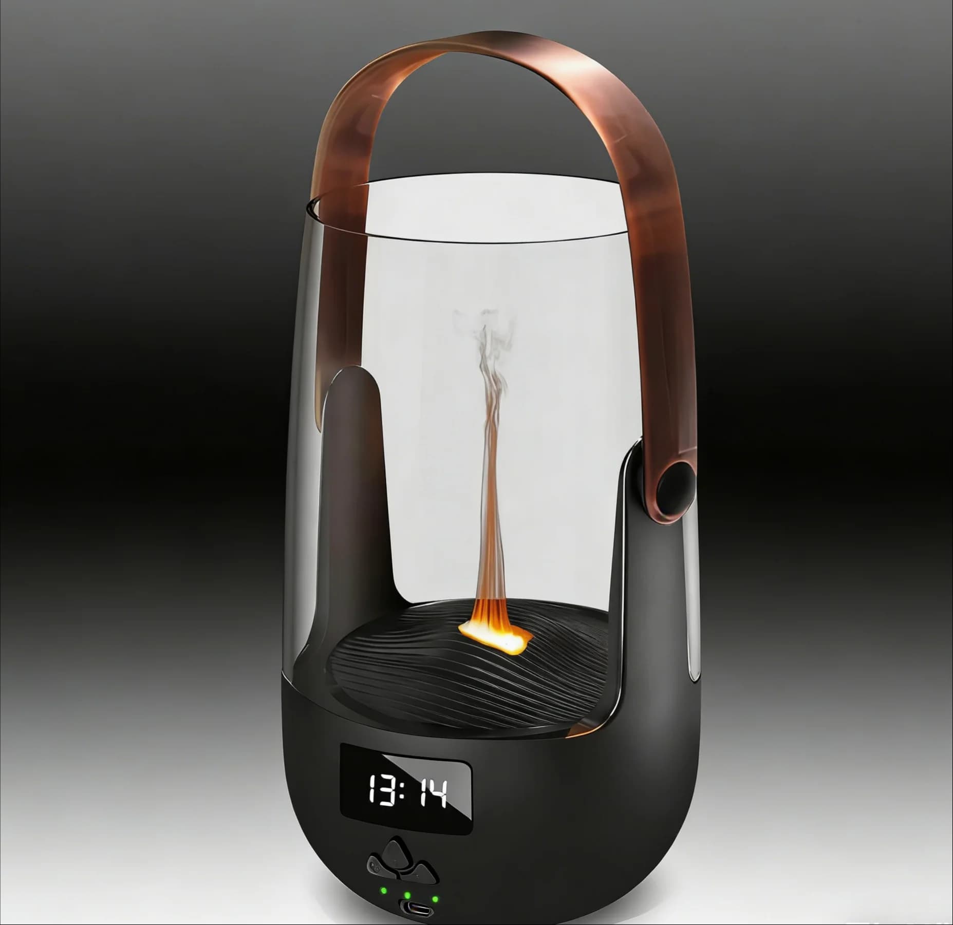 Diffusore di Aromi e Umidificatore Stile Retrò 200ML con Design a Fiamma, 3 Impostazioni Timer, Illuminazione Ambientale e Spegnimento Automatico Senza Acqua