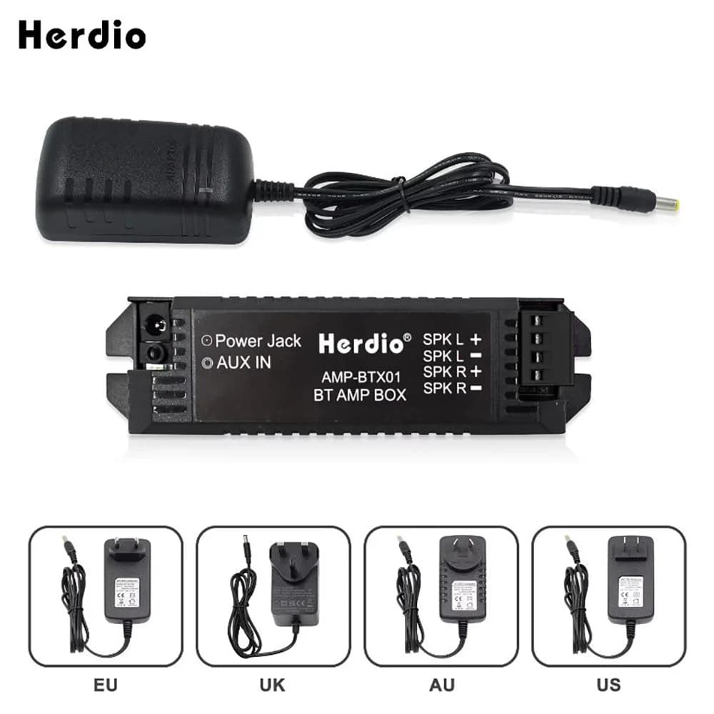 Herdio 2 channels Home Power Amplifier Audio Bluetooth Aux Mini Amplifier For Bathroom Wall Ceiling Music Speakers EU/US/UK Plug