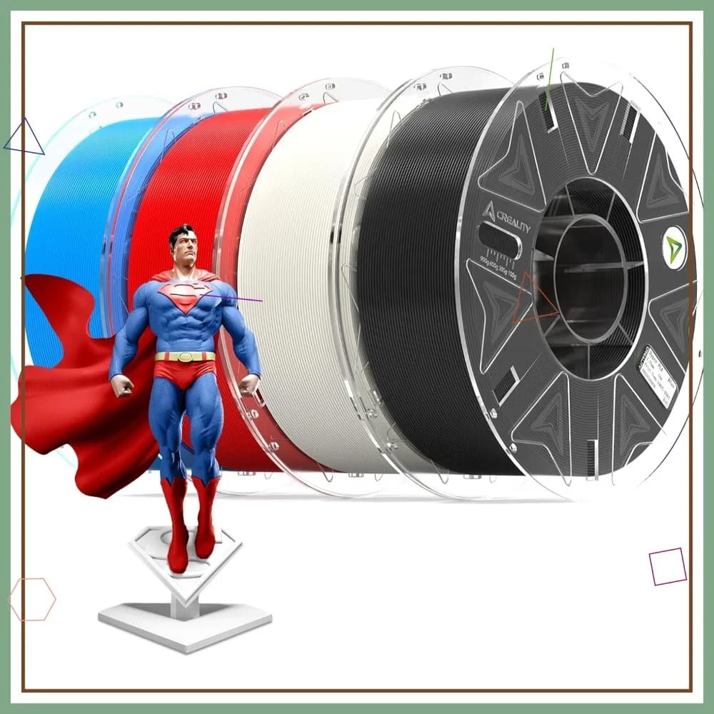 Filamento Hyper PLA 1.75mm 4KG Alta Velocità 30-600mm/s per Stampante 3D, 4 Bobine Nero Bianco Blu Rosso