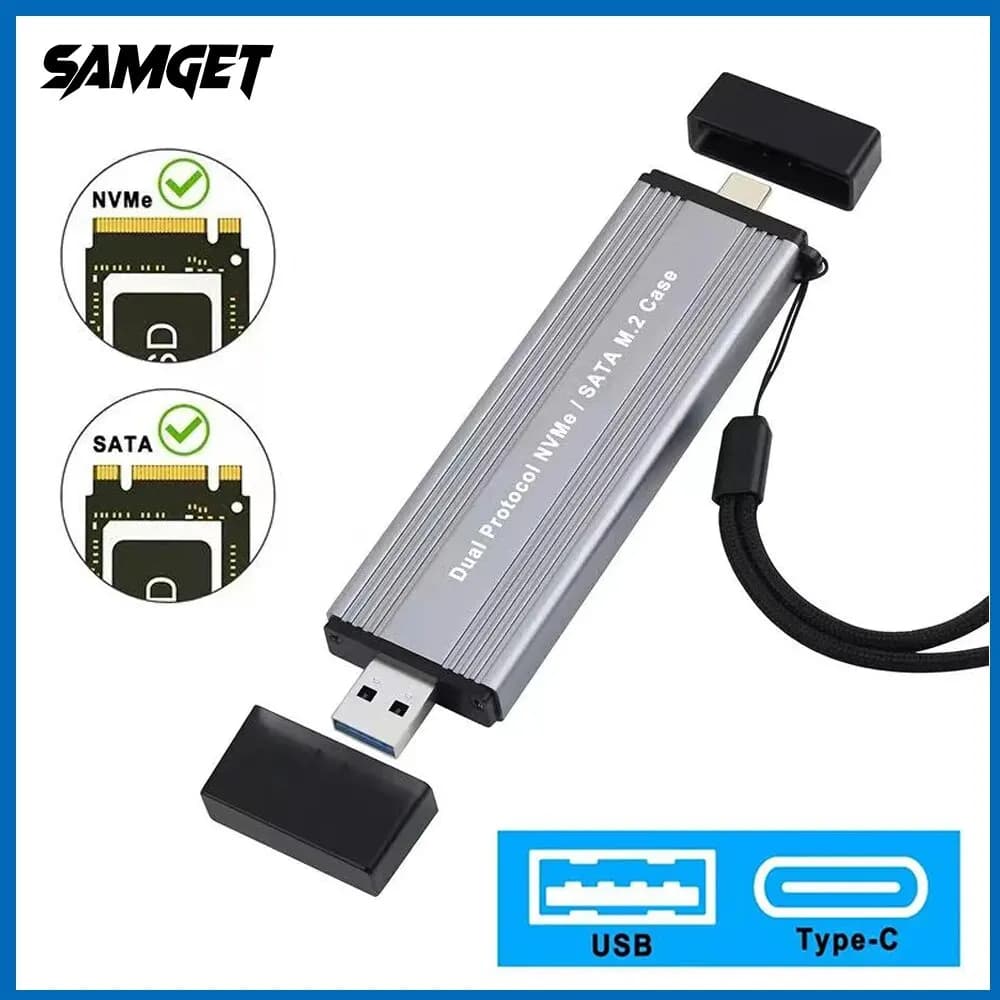 Custodia SSD SAMGET M.2 da M.2 a USB 3.1 Gen 2 custodia in alluminio da 10Gbps USBC USBA a NVMe PCIe custodia esterna per SSD M2 NVMe