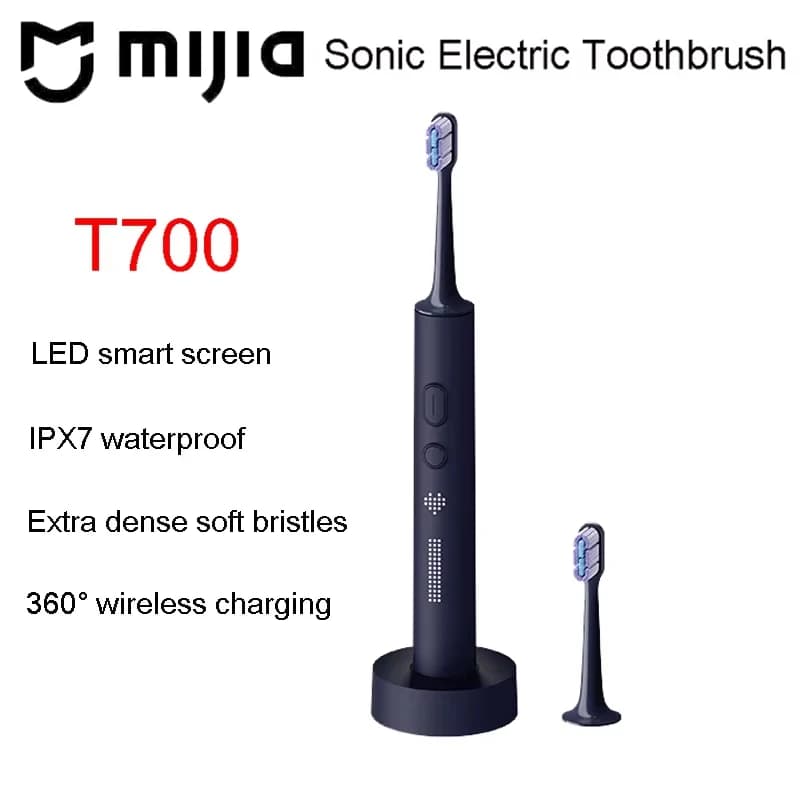 Spazzolino Elettrico Sonico MIJIA T700 per Sbiancamento Denti, Pulizia Orale a Vibrazione Ultrasonica, Display LED e App Intelligente