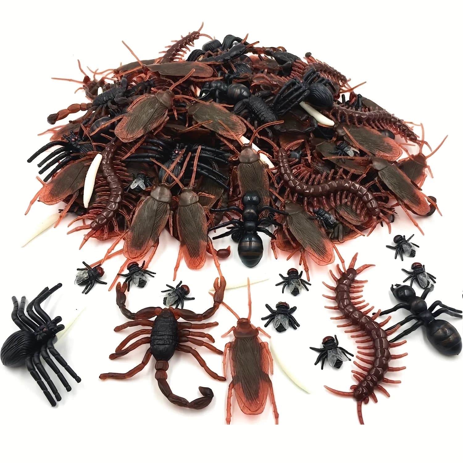 50 pcs Realistic Insects Funny Toy Fancy Cockroach New Insects Halloween Screen Simulation Deceptive Disgusting Exhibiting Supplies For Partying