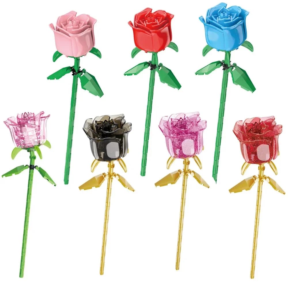 2024 Città Creatività Piante in vaso Fiore Rosa Modello Building Blocks Decorazione della casa Assemblare Mattoni Giocattoli Bambini Ragazza Regali