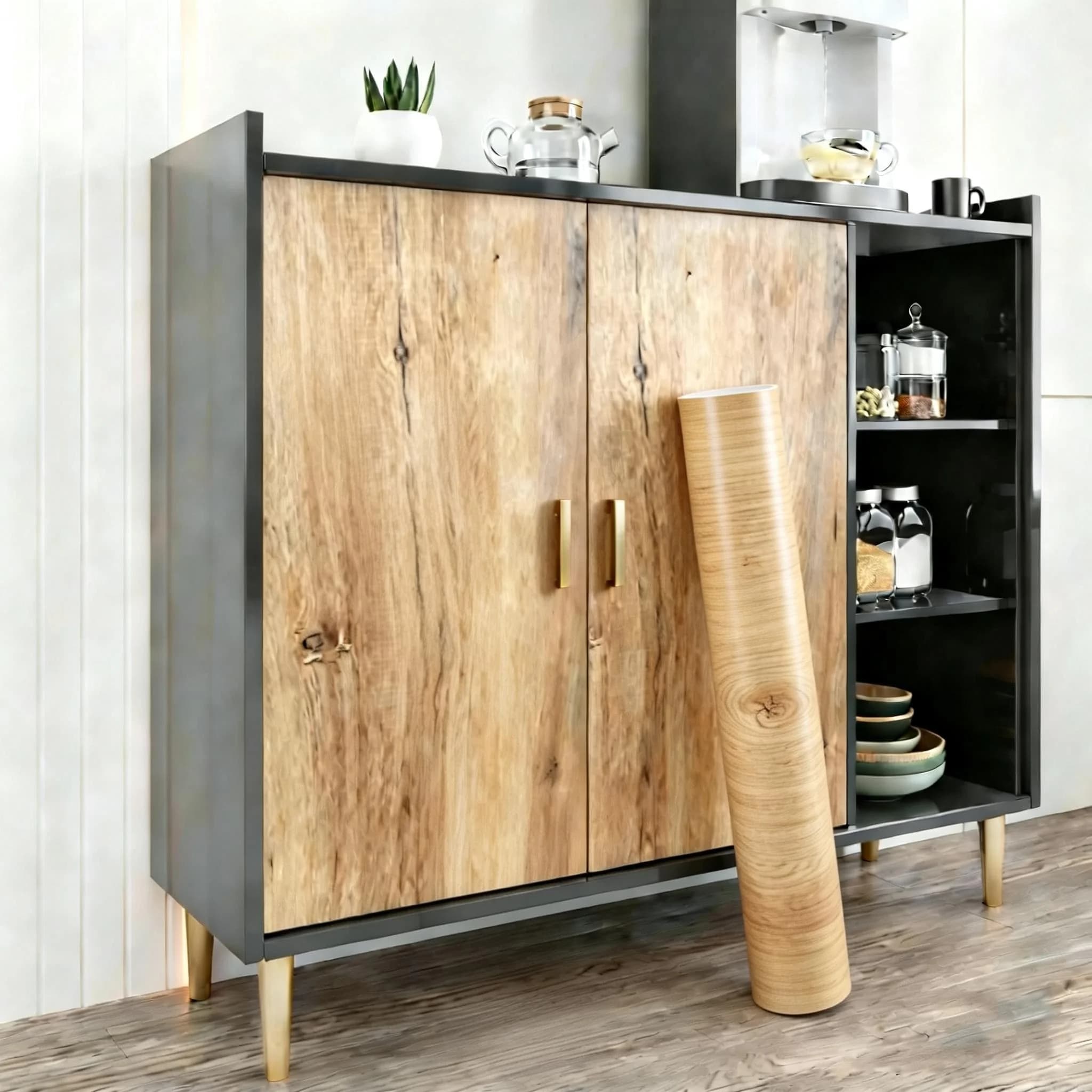 Carta da Parati in Vinile Effetto Legno 40/55cm per Porte, Armadi, Tavoli, Mobili, Adesivi Impermeabili Autoadesivi per Decorazione Casa