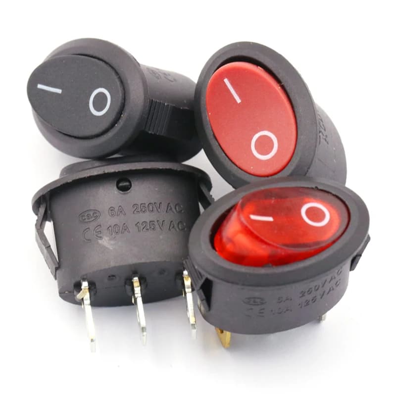 2 pcs KCD7 oval switch 2 Pin 2 Gear 3 Pin 3 Electric kettle Boat type power switch type red black boat without light with light