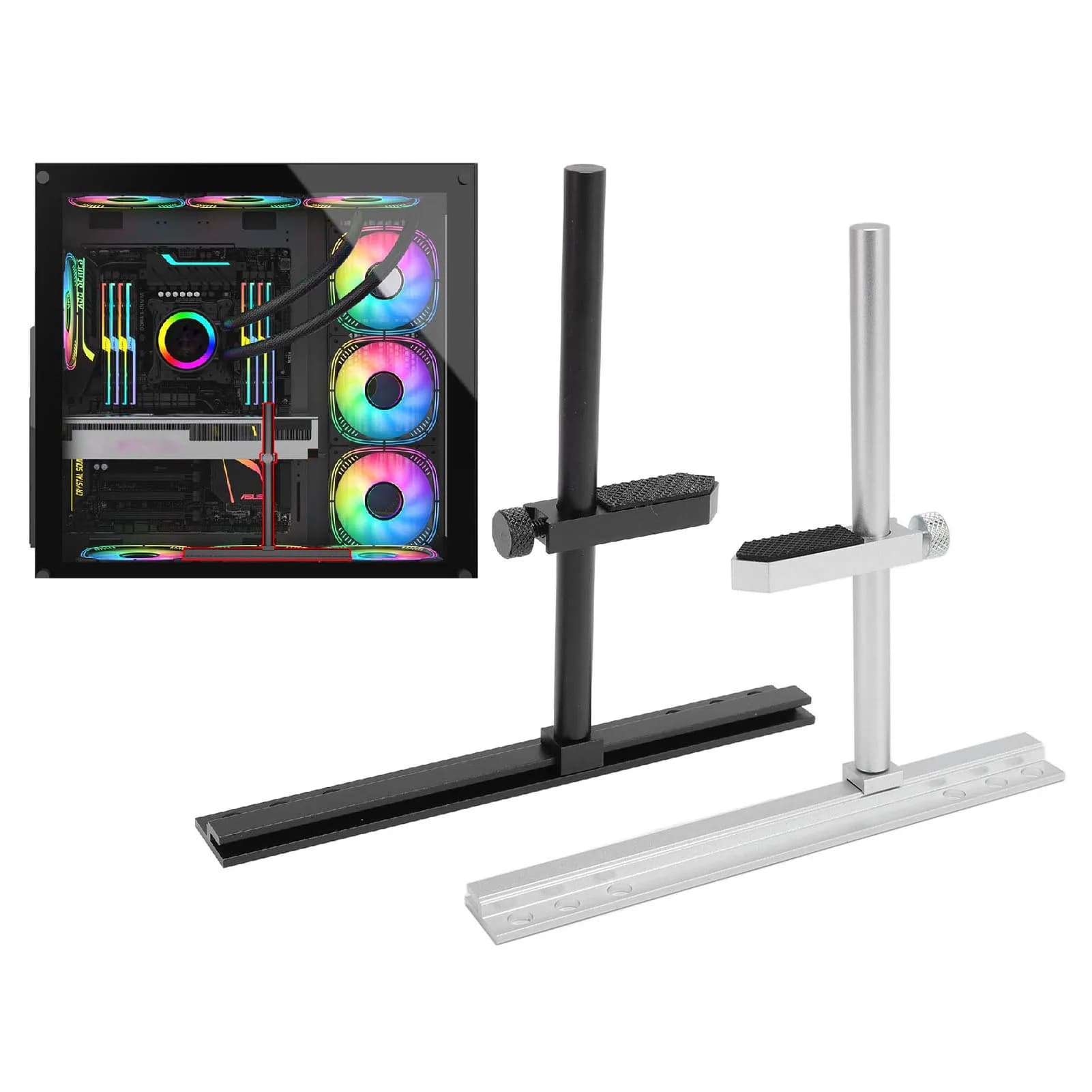Staffa di supporto GPU Staffa di supporto per scheda video GPU regolabile anti-cedimento in lega di alluminio per ventole da 9/12/14 cm Accessorio per custodia per PC