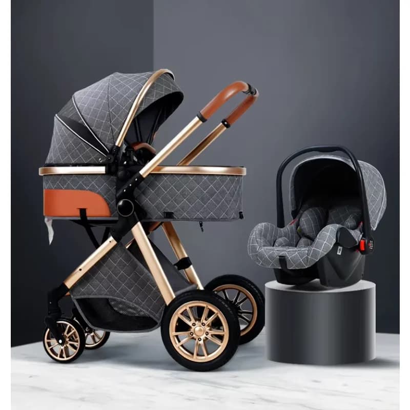 2025 Nuovo passeggino Paesaggio alto 3 in 1 carrozzina Passeggino di lusso Baby Cradel Infant Carrier kinderwagen car 2in1