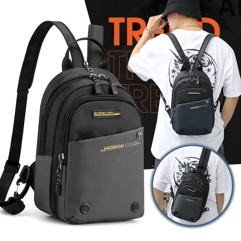 Men's Small Backpack Nylon Casual Travel Backpack Multifunctional Men's Messenger Handbags for chest Backpack