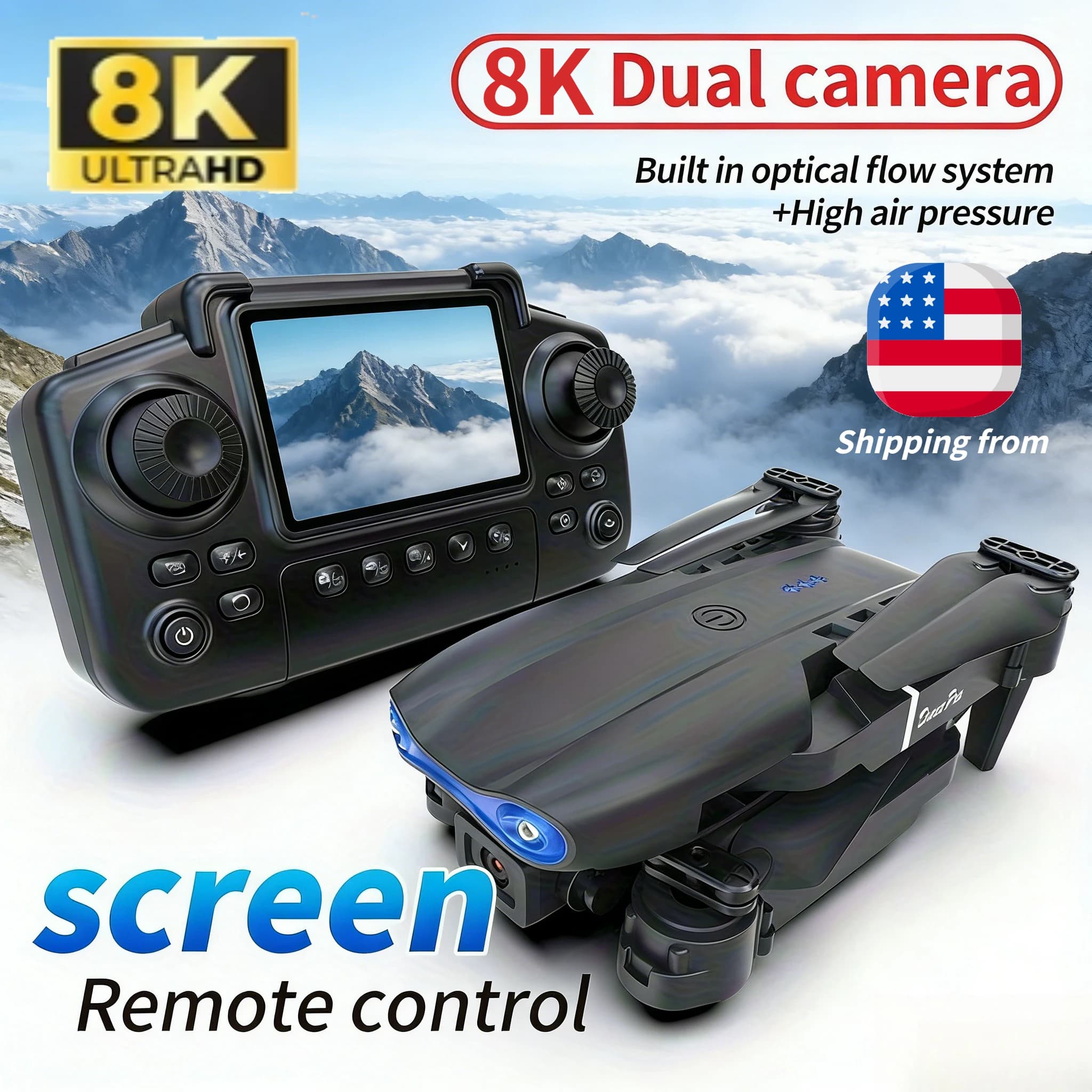 Volano con lo schermo: Drone fotografico E99 Pro 8K HD, Quadricottero con controllo remoto facile e mantenimento dell'altitudine, per un'avventura aerea perfetta