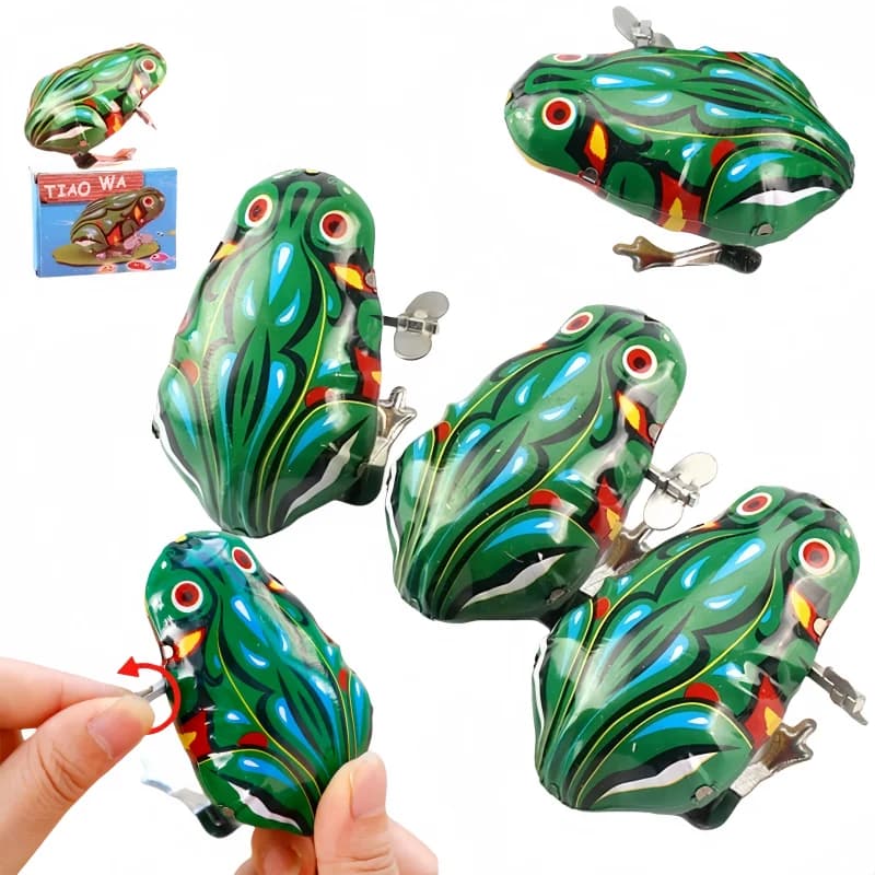 Classic Tin Clockwork Toy Jumping Frog Children's Vintage Toy Boy Education Baby Classic Toy Wind Up Toys