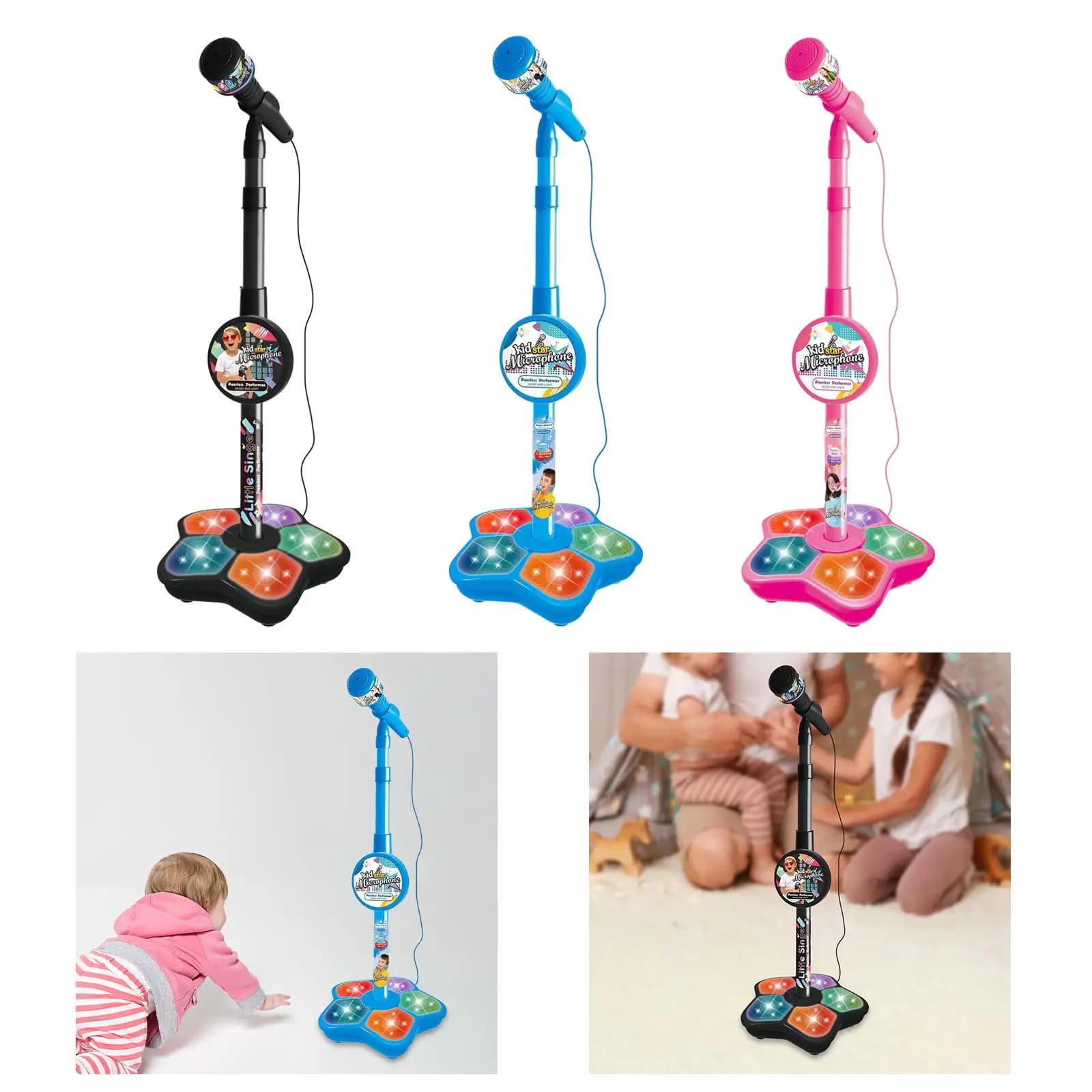 Supporto per microfono creativo per bambini Macchina per karaoke portatile per bambini Microfono per karaoke Strumento musicale per canzoni per regali di Capodanno