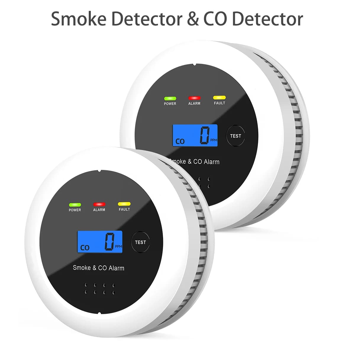 Rilevatore di fumo e monossido di carbonio 2 in 1, allarme antifumo con display, allarme da 85 dB per cucina, camper, roulotte, allarme antincendio