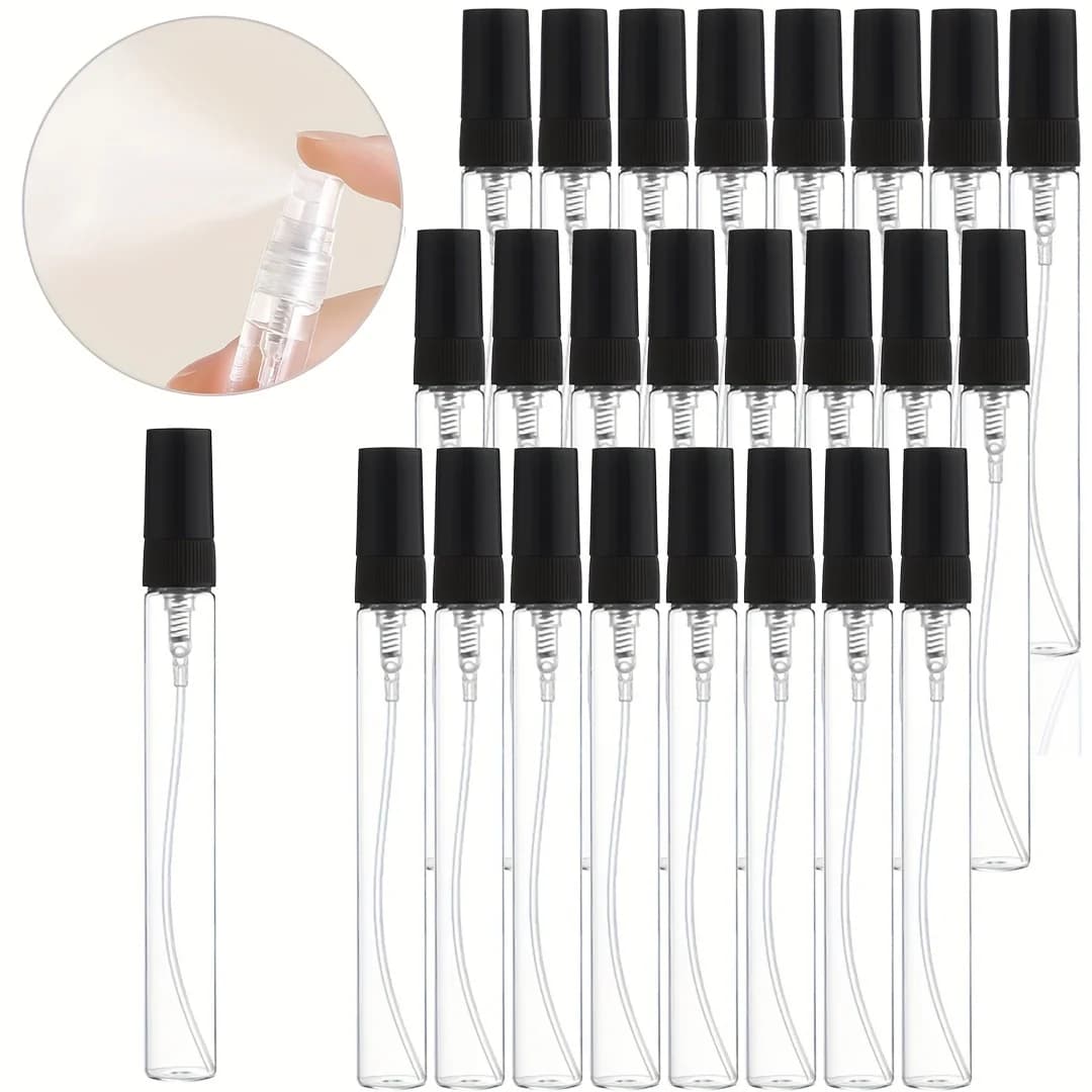 25 pcs 10 ml rechargeable portable glass spray bottle with pocket spray bottle with plastic nozzle - Travel accessories
