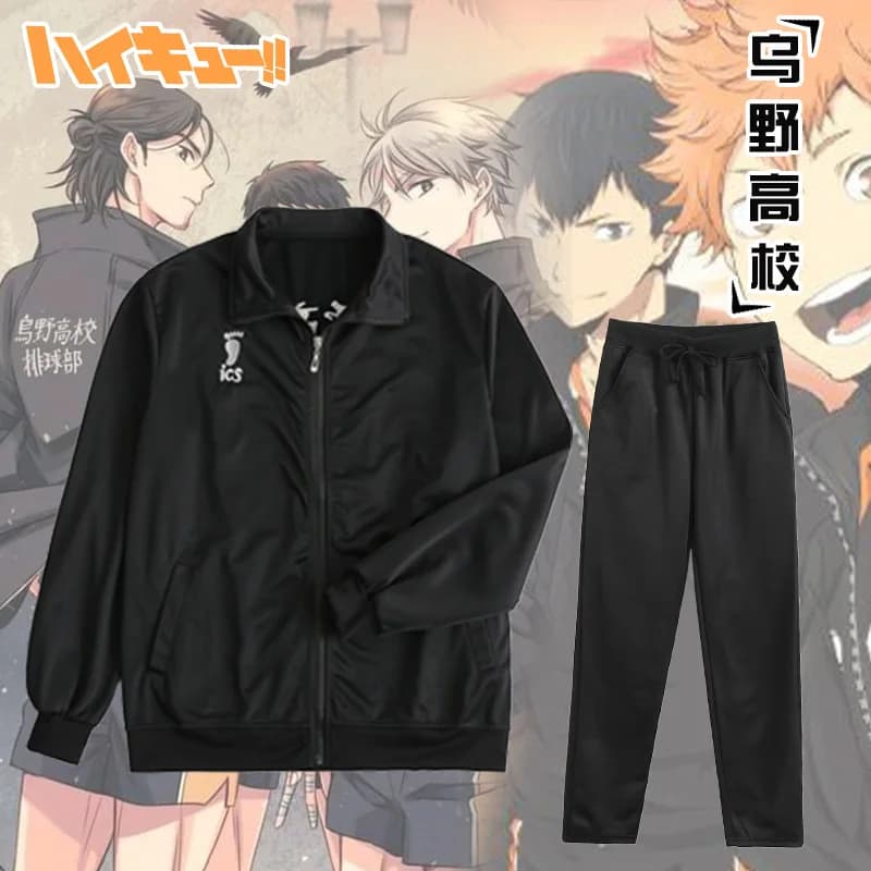 Anime Haikyuu Giacca Cosplay Haikyuu Nero Abbigliamento sportivo Karasuno High School Pallavolo Club Uniforme Costumi Cosplay Cappotto