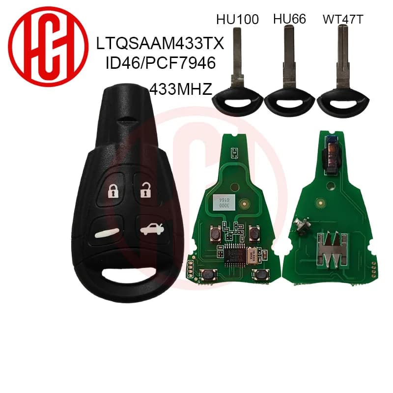 Chiave telecomando intelligente per auto ID46 PCF6946 433MHZ LTQSAAM433TX/chiave Shell Fob per SAAB 93 95 9-3 9-5 WF Chiave telecomando sostitutiva 4 pulsanti