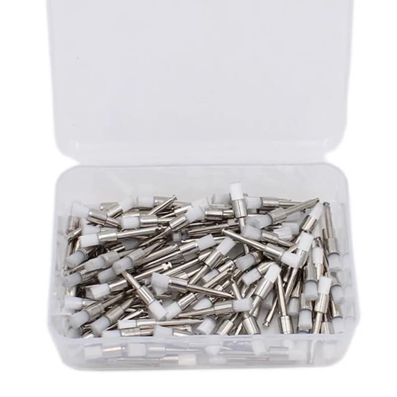 100PCS/Box Dentistry Polishing Brush Nylon Flat Head Latch Teeth Polish Prophy Brushes For Contra Angle Machine Dental Material