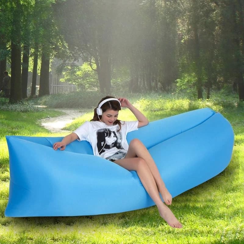 Outdoor Pivot Inflatable Sofa Portable Air Furry Air Bag Durable Camping Air Bearing Comfortable Beach Lawn Bed