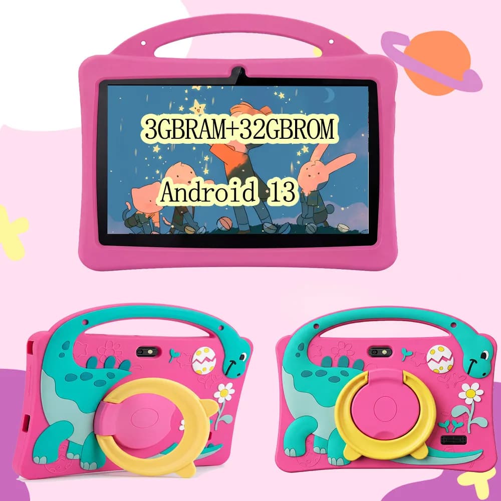 7.0 inch children's Tablet Android System 13, 4 GB+64 GB, parent mode, double camera 2 MP+5 MP, for learning and education,