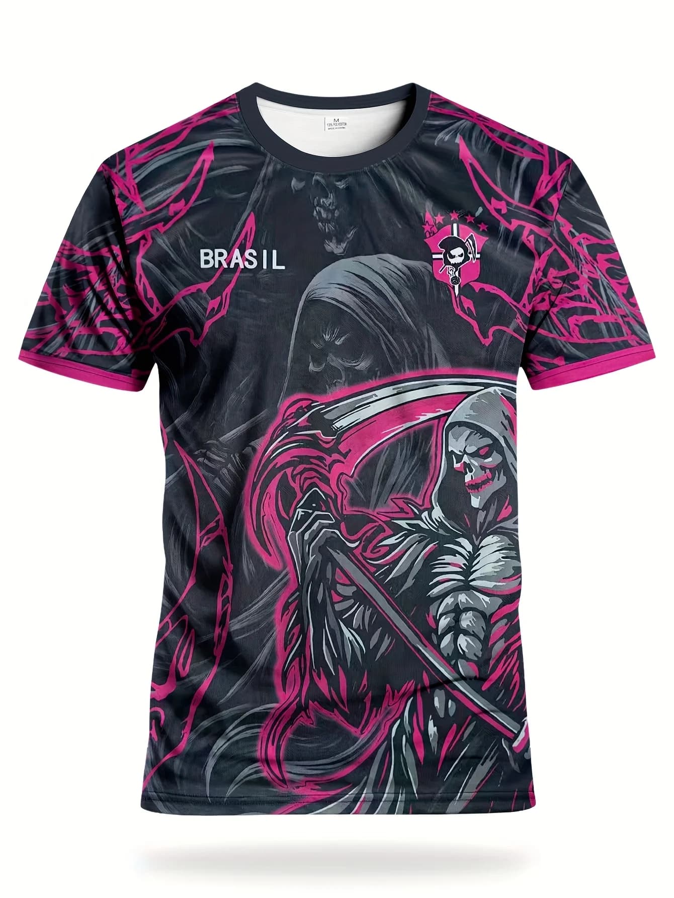 Men's Football Sweatshirt with Round Neck, Comfortable Sport Sweatshirt with Death Style Printing, for Football, Daily Fitness and Feste