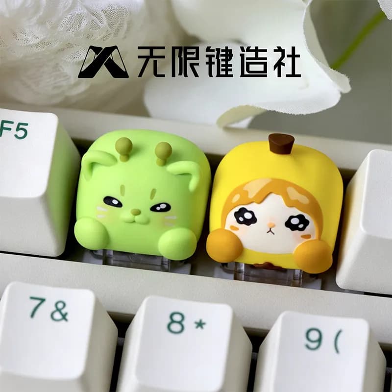 Keycap Lobo Divertente Astratto Gatto Banana Gatto Alieno in Resina, Keycap Personalizzato Originale Singolo Esc per Tastiera Meccanica Personalizzata