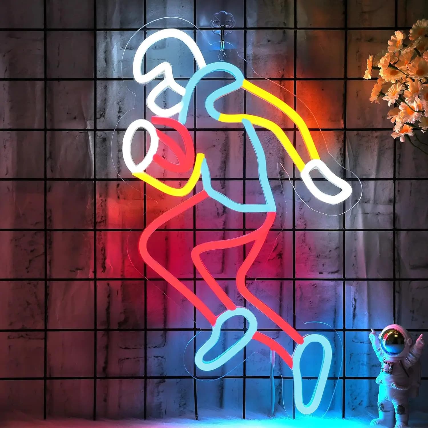 Insegna al Neon Dimmerabile a LED con Giocatore di Calcio per Stanza dei Tifosi, Bar Sportivo, Giornata di Partita, Man Cave, Decorazione Murale per Camera da Letto, Regali per Adolescenti