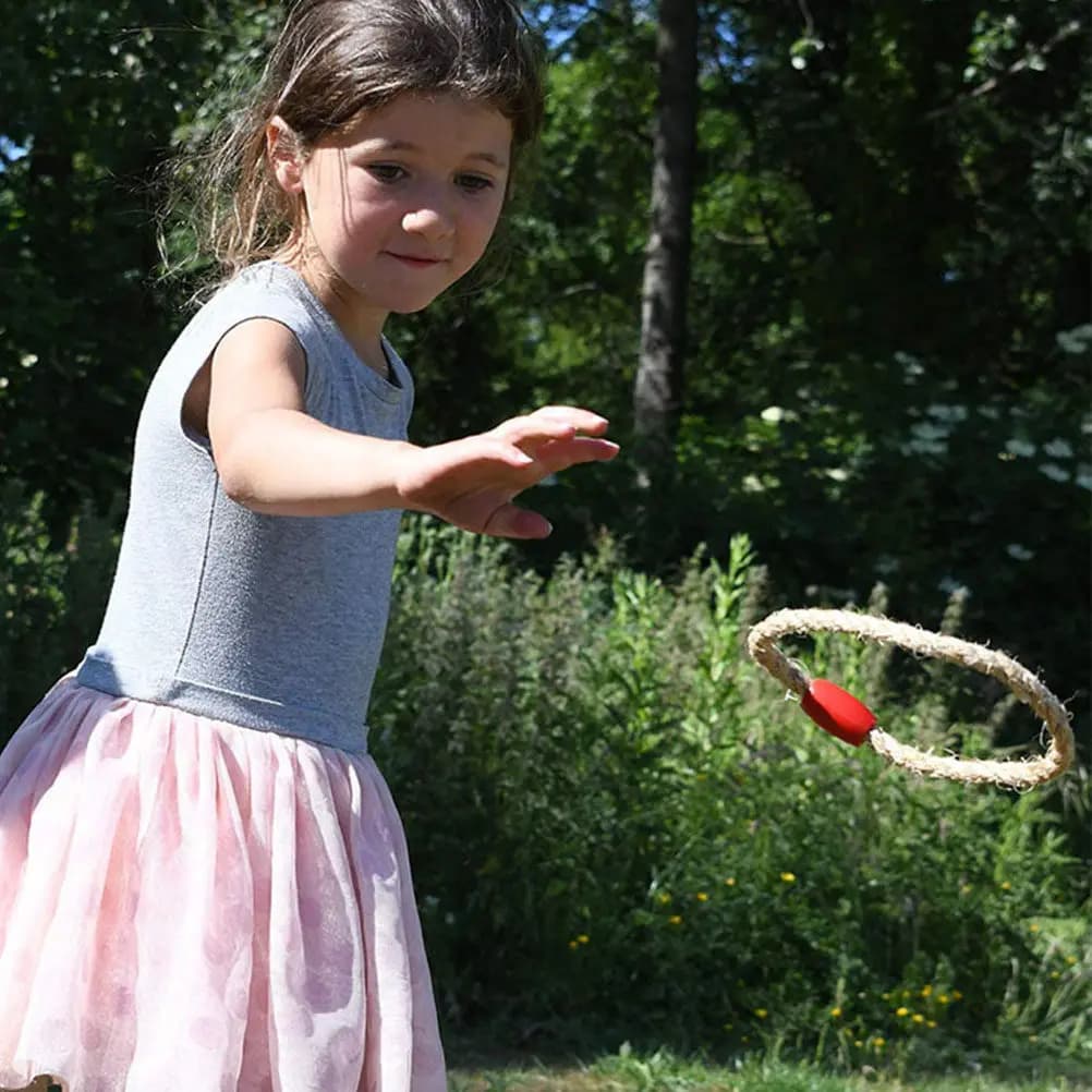 Set di 1 Gioco di Lancio degli Anelli con Corda, Educativo per Bambini, per la Forza del Braccio, la Precisione e la Tiro al Bersaglio, Sfida a Torre per il Giardino