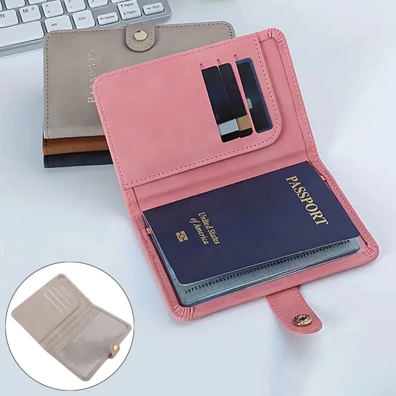 Leather passport case Waterproof travel credit card case Wallet for passport cute for woman/man Passport cover with buckle