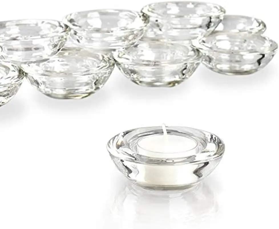 Set di 24 Portacandele Trasparenti, Vetro Spesso Rotondo da 3 Pollici, per Candele Tealight e LED