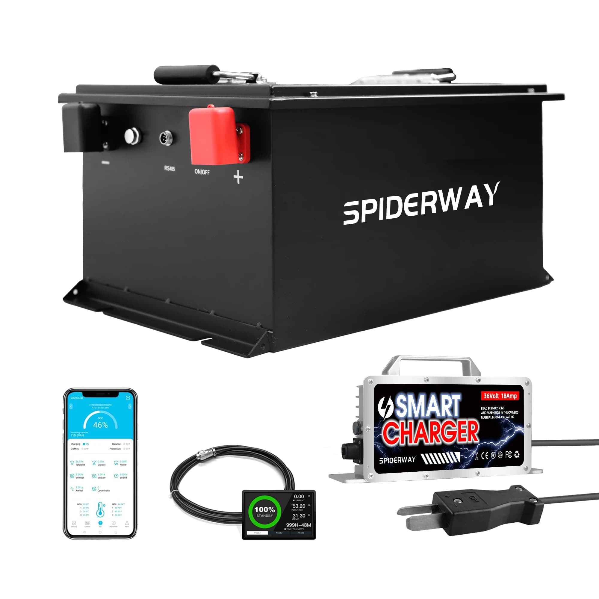 36V 105Ah LiFePO4 Lithium Golf Cart Battery, 250A BMS 6000+, with Crowfoot Plug Charger for EZGO Yamaha Club Car Golf Cart