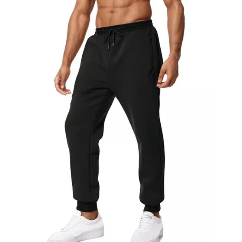 Nuovi pantaloni sportivi Tasche laterali con cerniera Pantaloni da jogging da uomo Pantaloni sportivi in vita elastica Pantaloni sportivi larghi Abbigliamento da palestra fitness