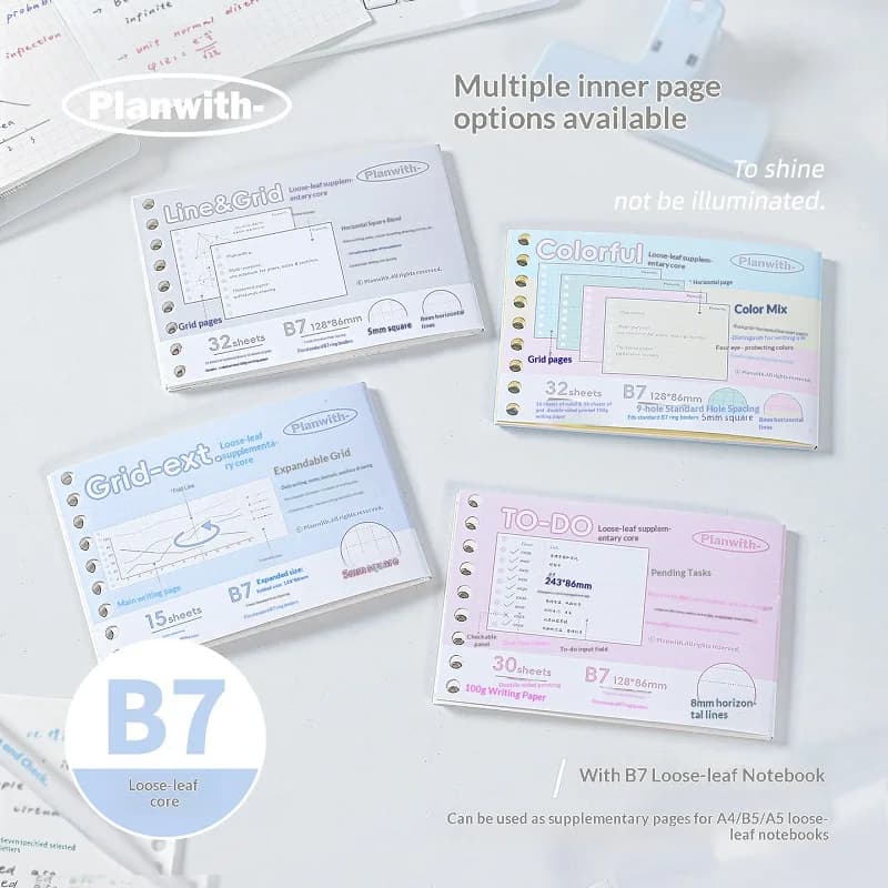 Quaderno tascabile a fogli mobili Planwith B7 Softback, 360 ° Completamente pieghevole, senza ostacoli ai lettori, agenda/diario per la pianificazione degli orari degli studenti